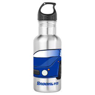 Botella De Agua Autobús deportivo azul con ilustracion aéreo