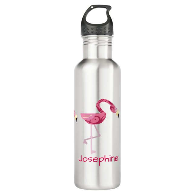 Botella De Agua Ave Flamingo Rosa Personalizado (Anverso)