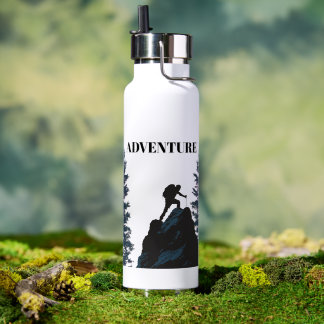 Botella De Agua Aventura al aire libre Silueta de excursionista y 
