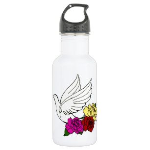 Botella De Agua Aves y flores