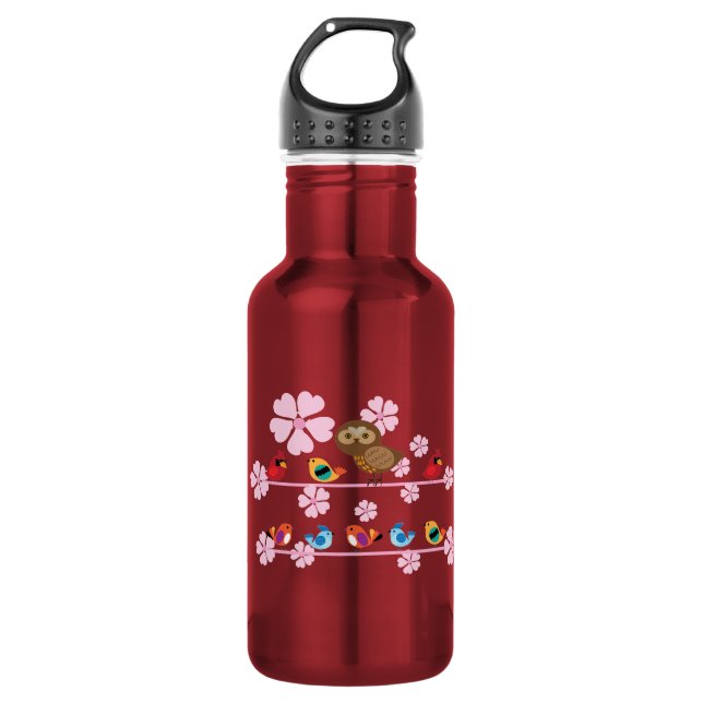 Botella De Agua aves y flores de cerezo (Anverso)