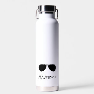 Botella De Agua Aviador Gafas de sol piloto NOMBRE Avión Volando G