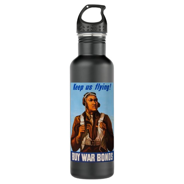 Botella De Agua Aviadores afroamericanos luchan contra pilotos de  (Anverso)