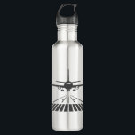 Botella De Agua Avión despegando del Ilustracion Runway<br><div class="desc">Rocíen este avión de ilustracion despegando diseño de ilustracion de pista</div>