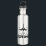 Botella De Agua Avión despegando del Ilustracion Runway<br><div class="desc">Rocíen este avión de ilustracion despegando diseño de ilustracion de pista</div>