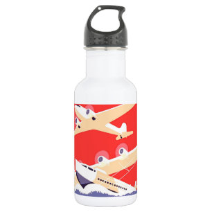 Botella De Agua Avión Volando Vintage WPA colorido