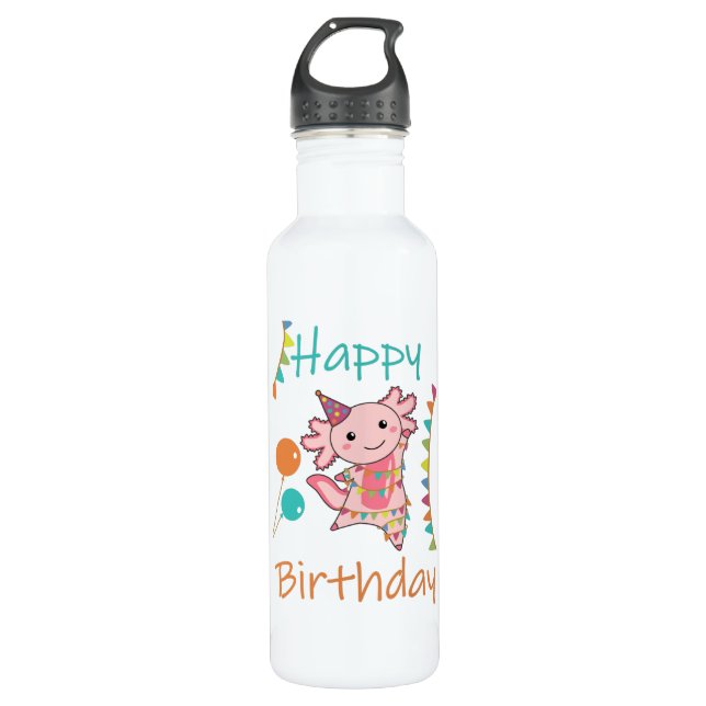 Botella De Agua Axolotl Desea Feliz Cumpleaños A Usted Axolotls (Anverso)