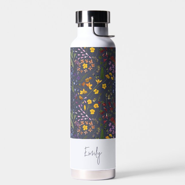 Botella De Agua Azul amarillo floral lindo alambre personalizado e (Izquierdo)