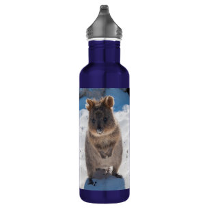 Botella De Agua Azul animal de la playa de Quokka personalizable