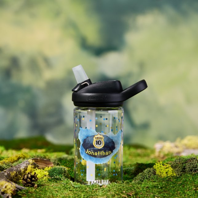 Botella de agua azul del oficial de policía para n (Al aire libre (girado))