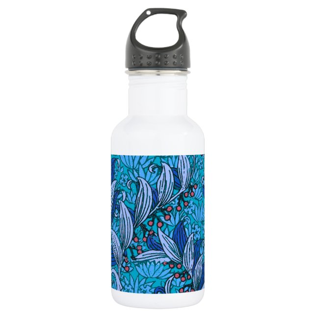 Botella De Agua Azul Floral Antiguo Boho Moderno (Anverso)