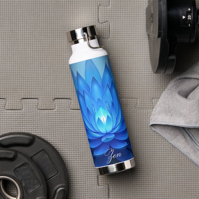 Botella De Agua Azul Lotus Flor Arte Espiritual Zen (Gimnasio)