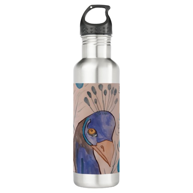 Botella de agua azul Peacock (Anverso)