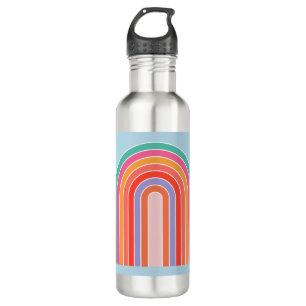Botella De Agua Azul retro arcoiris colorido