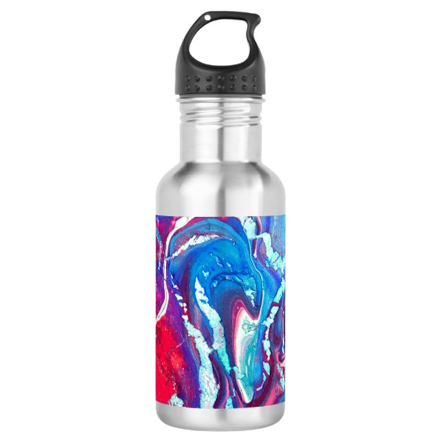 Botella de agua azul roja del remolino (Anverso)