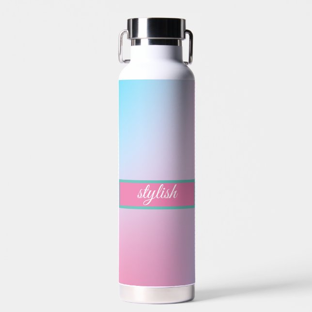 Botella De Agua Azul rosado Verde azulado contemporáneo (Delantero)