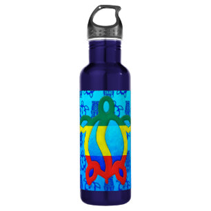 Botella De Agua Azul Tiki de Rasta Honu