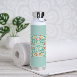Botella De Agua Azulejo Floral de Fantasía-Prado de Verano