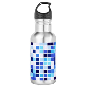 Botella De Agua Azulejos de Piscina, Baldosas Azules Mosaico, Patr