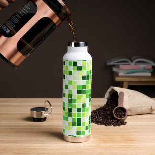 Botella De Agua Azulejos de Piscina, Baldosas Mosaico Verdes, Patr
