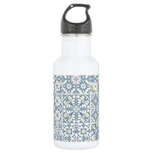 Botella De Agua Azulejos Mediterráneos, Marroquíes, Mayólica, Azul