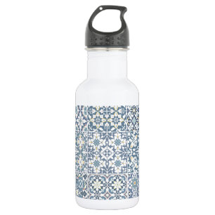 Botella De Agua Azulejos Mediterráneos, Marroquíes, Mayólica, Azul