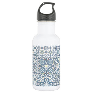Botella De Agua Azulejos Mediterráneos, Marroquíes, Mayólica, Azul