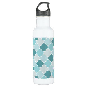 Botella De Agua Azules Marroquíes, Latticework, quatrefoil