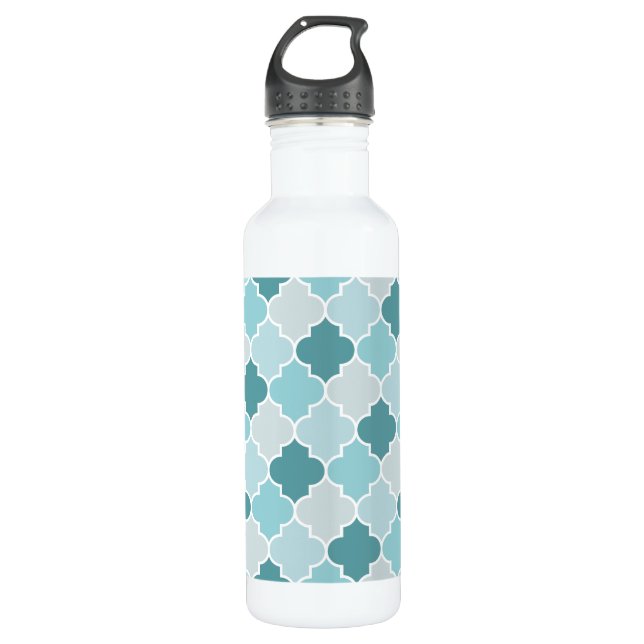 Botella De Agua Azules Marroquíes, Latticework, quatrefoil (Anverso)