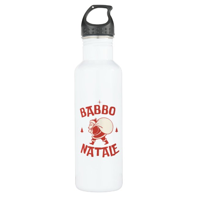 Botella De Agua Babbo Natale Italia Santa Renna Feliz Navidad (Anverso)