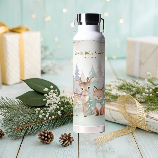 Botella De Agua Baby It's Cold Outside Elegant Winter Woodland (Subido por el creador)