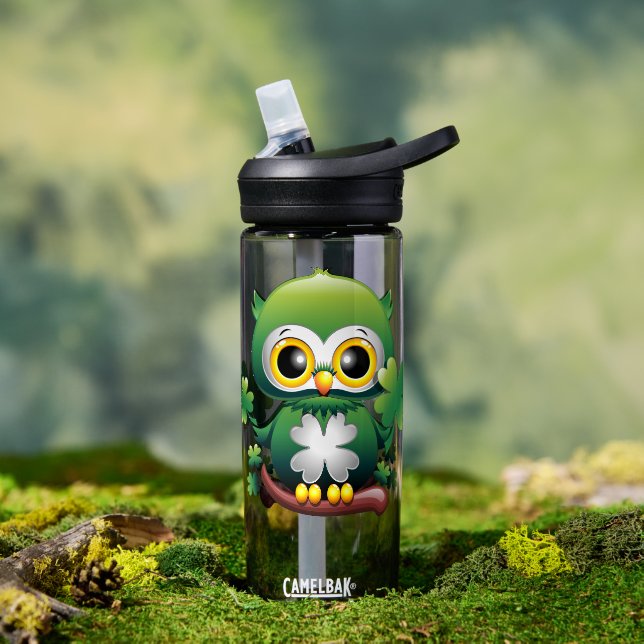 Botella De Agua Baby Owl Cute St Patrick Cartoon (Al aire libre (girado))