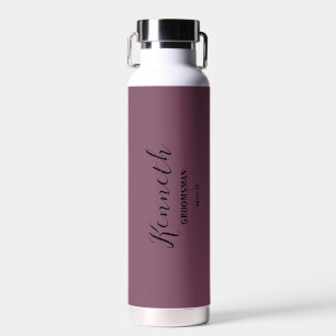 Botella De Agua Bachelor Fuchsia Kiss y Monograma moderno negro