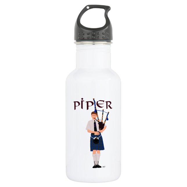 Botella De Agua Bagpiper - Blue Kilt (Anverso)