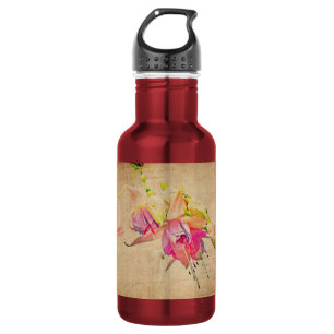 Botella De Agua Bailando En El Viento - Flores De Fuchsia