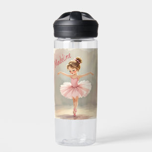 Botella De Agua Bailarina con tutú rosa personalizado para niña