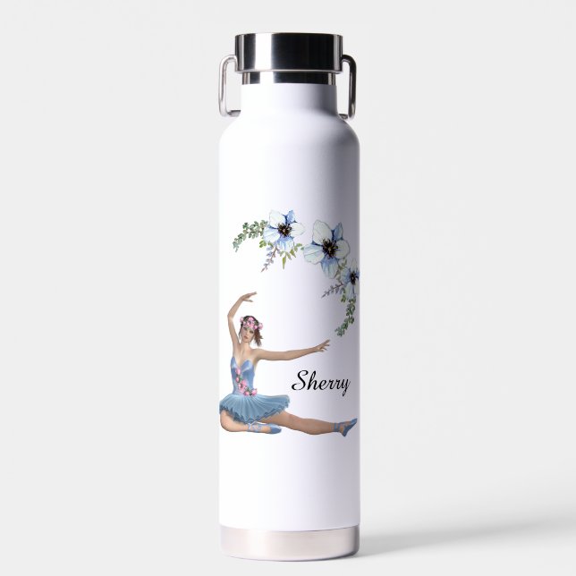 Botella De Agua Bailarina de azul Nombre propio (Delantero)