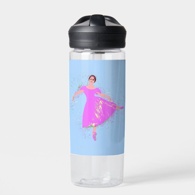 Botella De Agua Bailarina de baloncesto con vestido rosa magenta (Delante)