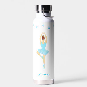 Botella De Agua Bailarina y estrellas sobre blanco