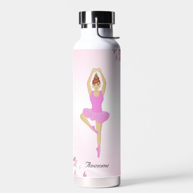 Botella De Agua Bailarina y flores sobre rosa claro (Izquierdo)