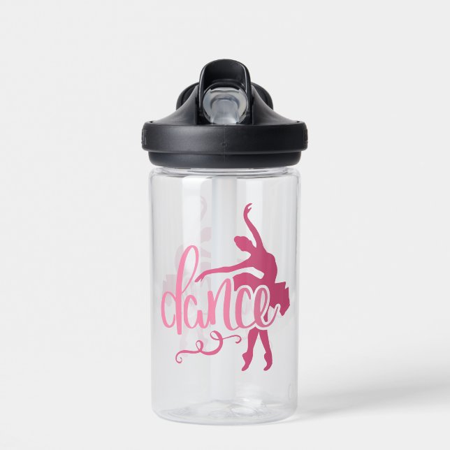 Botella De Agua Baile de ballet rosado Ballerina Silhouette (Delante)