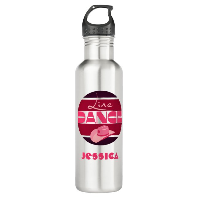 Botella De Agua Baile de línea Amor Cowboyhat rosa (Anverso)