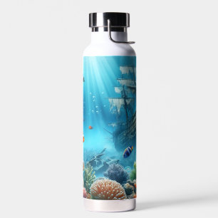 Botella De Agua Bajo el mar, tortuga, coral, barco, pez payaso
