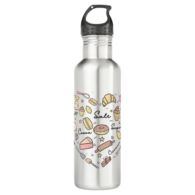 Botella De Agua Baker Heart Funny Bakery Baking Pastry Chef (Anverso)