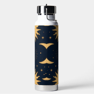 Botella De Agua Balance de oro, patrón celeste de sol y luna
