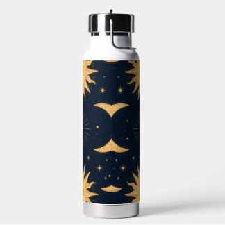 Botella De Agua Balance de oro, patrón celeste de sol y luna