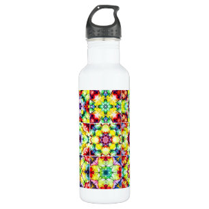 Botella De Agua Baldosas mediterráneas, mosaicos de tinta de alcoh