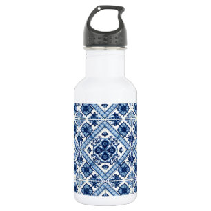 Botella De Agua Baldosas Mediterráneas, Portuguesas, Azulejo, Mayó