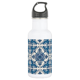 Botella De Agua Baldosas Mediterráneas, Portuguesas, Azulejo, Mayó