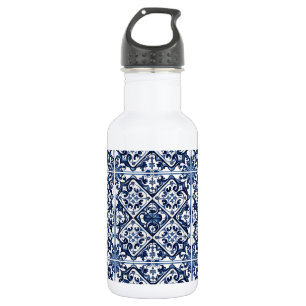 Botella De Agua Baldosas Mediterráneas, Portuguesas, Azulejo, Mayó